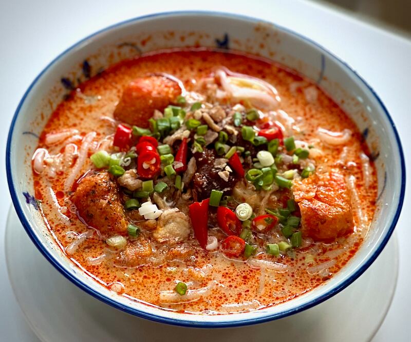 Laksa, originating from Peranakan cuisine.