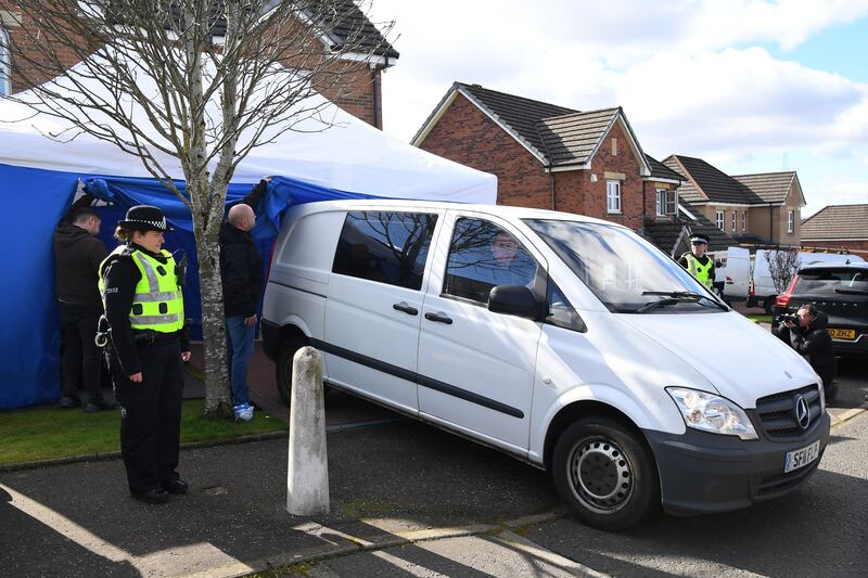 Outside the home of Nicola Sturgeon and Peter Murrell in April 2023. Photograph: Andy Buchanan/AFP via Getty Images