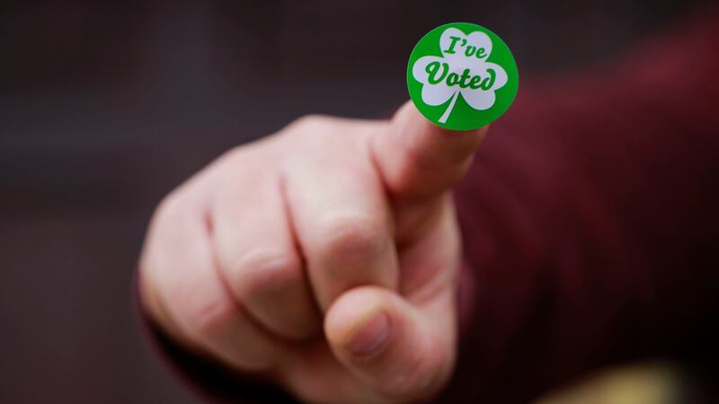 ‘I’ve voted’ sticker in Dublin. Photograph: Nick Bradshaw