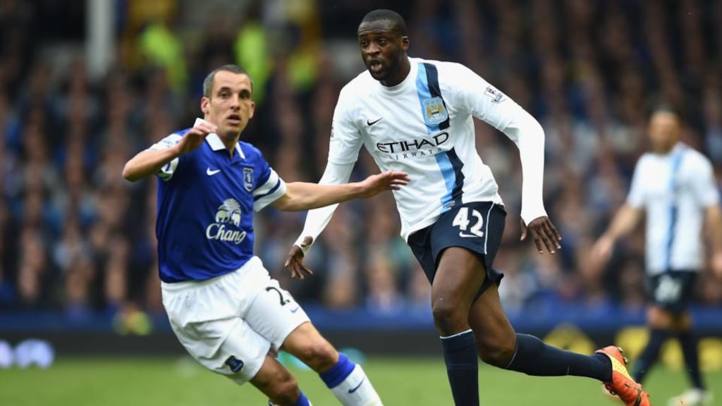 Yaya Toure says his substitution against Everton was precautionary and that he is ready to play in Man City’s final two Premier League games. Photograph: Laurence Griffiths/Getty Images