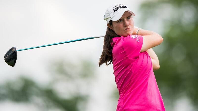 Leona Maguire hits her tee shot on the third hole during the first round for the 65th KPMG Women’s PGA Championship at Hazeltine National Golf Club in Chaska, Minnesota last summer. Photograph: Darren Carroll/PGA of America via Getty Images