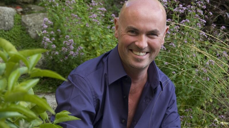 TJ Maher in his garden in Kiltegan. Photograph: Jane Powers