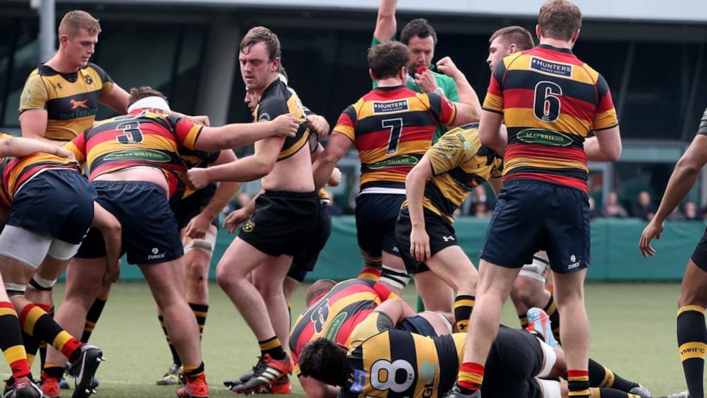 Ross Deacon of Lansdowne scores a try against Young Munster. Photograph: Dan Sheridan/Inpho