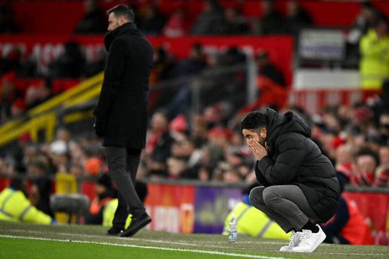 Manchester United's Portuguese head coach Ruben Amorim reacts on the touchline during last night's English FA Cup fourth round tie. Photograph: Oli Scarff/ Getty Images
