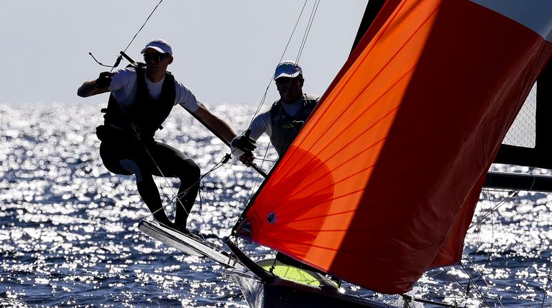 Ireland’s Robert Dickson and Seán Waddilove in action on Wednesday. Photograph: David Branigan/Oceansport/Inpho