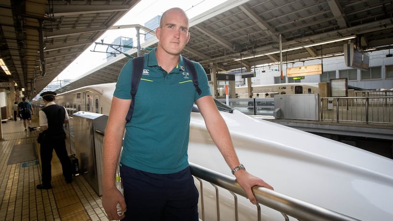 Devin Toner on his way with the squad to Hamamatsu. Photograph: Ryan Byrne/Inpho