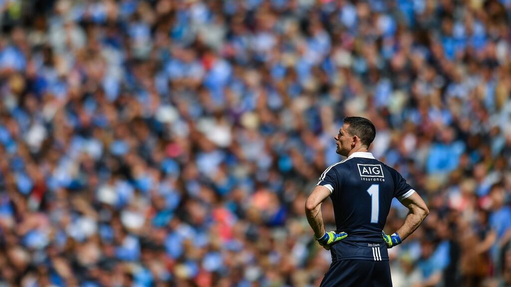 Dublin goalkeeper Stephen Cluxton watches on during the 2017 Leinster SFC semi-final against  Westmeath at Croke Park in Dublin. Photograph: Eóin Noonan/Sportsfile via Getty Images