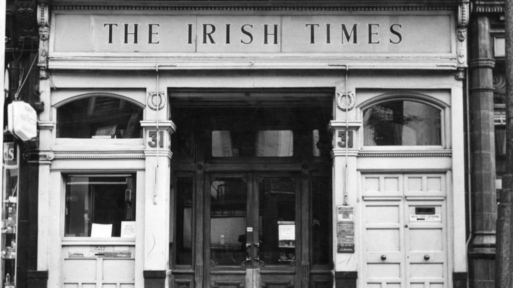 The front of The Irish Times in Westmoreland Street, Dublin in 1964