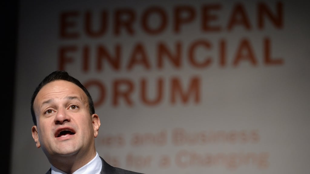 An Taoiseach Leo Varadkar speaking at the European Financial Forum, in Dublin Castle. Photograph: Dara Mac Dónaill