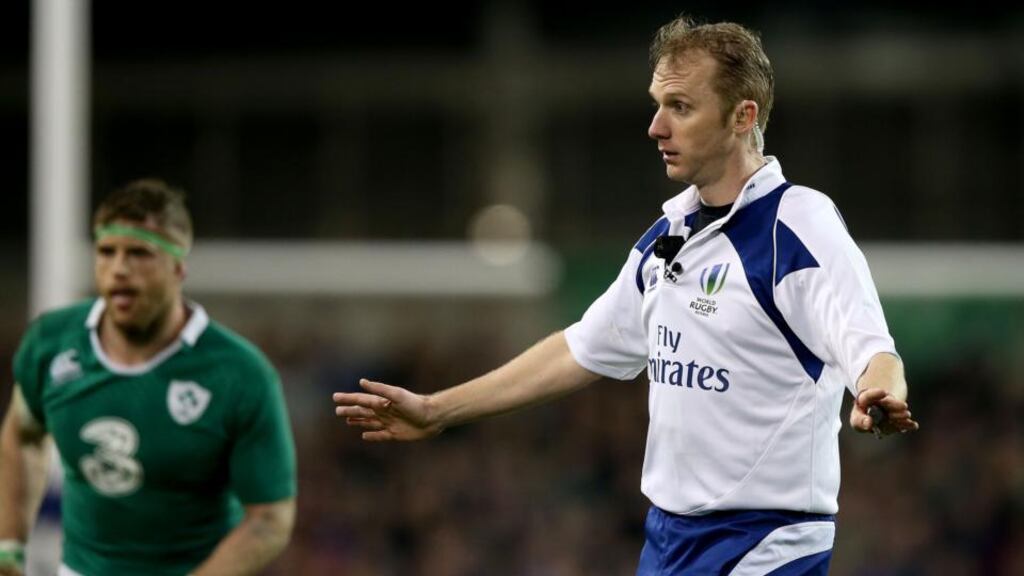 Wayne Barnes will referee Ireland versus Wales. Photograph: Dan Sheridan/Inpho