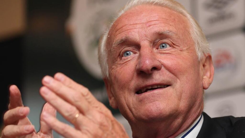Republic of Ireland manager Giovanni Trapattoni at yesterday’s press conference in the Clarion Hotel, Dublin Airport. Photograph: Donall Farmer/Inpho