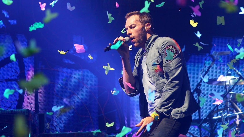 Coldplay will headline this year’s virtual Glastonbury Festival. Photograph: Dave Hogan/Getty