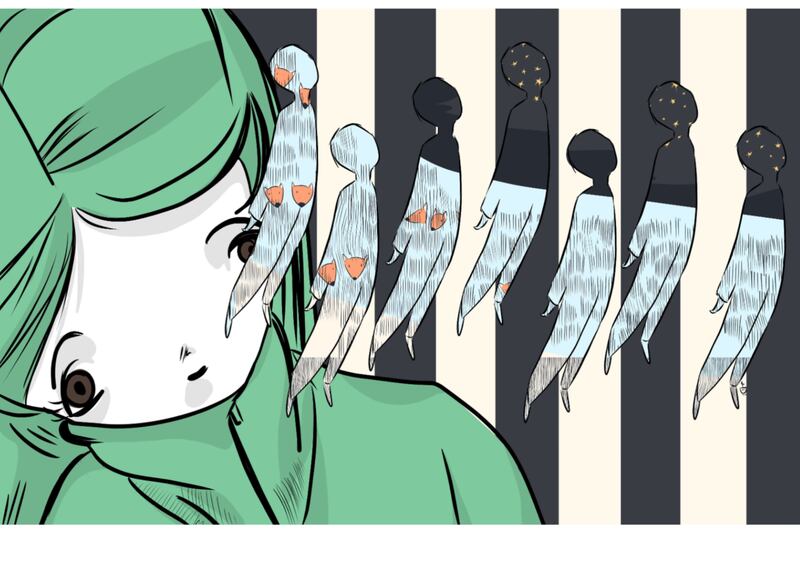 Chronic pain is NOT make believe: Rather than cover canvases in dark gloomy images, Ciara Chapman opted to use bright colours and delicate lines in her work.