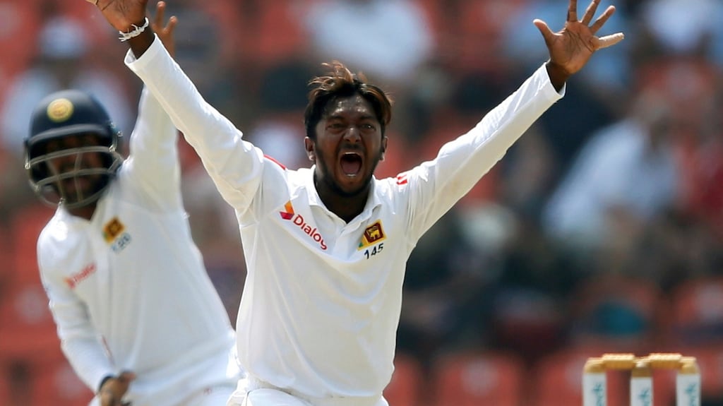 Sri Lanka’s Akila Dananjaya in action against England in   their  second Test in  Pallekele, Sri Lanka, on November 16th. Photograph:  Reuters