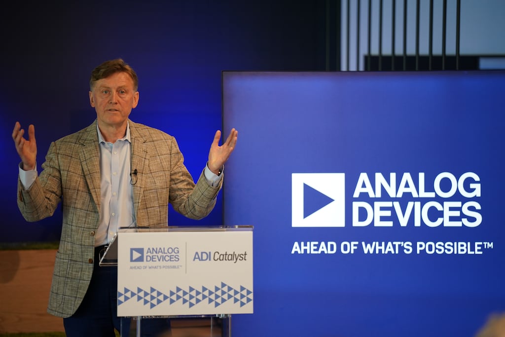 Analog Devices chief Vincent Roche at its manufacturing facility in Limerick, where it was announced they will be hiring more than 600 people. Photograph: Niall Carson/PA