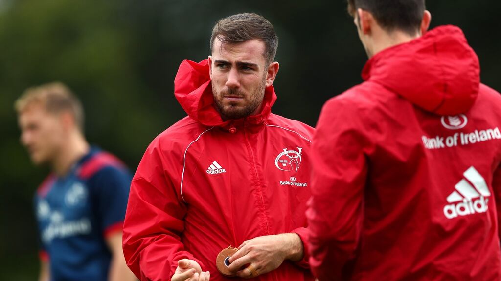 Munster’s JJ Hanrahan: he started the matches against the Cheetahs and Warriors at outhalf, before being replaced by Joey Carbery just after half-time in Glasgow. Photograph: James Crombie/Inpho