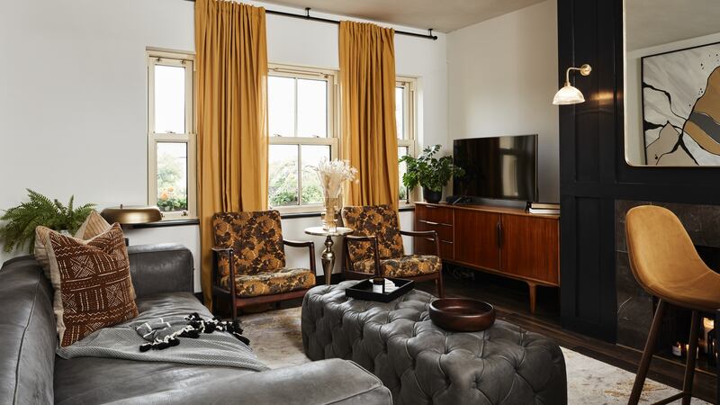 The contemporary styling of The Space sofa and The Rest footstool work perfectly with Alannah’s vintage furniture pieces.