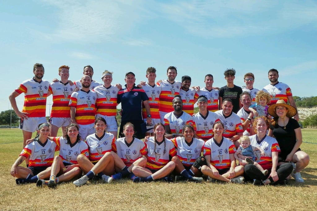 Members of the Houston Gaels GAA club in Houston, Texas: for the first time in five years, the club will take part in the US GAA Finals in Denver this August. Jack Banks pictured back row, second from left and Deirdre Scully pictured front row, fifth from left .