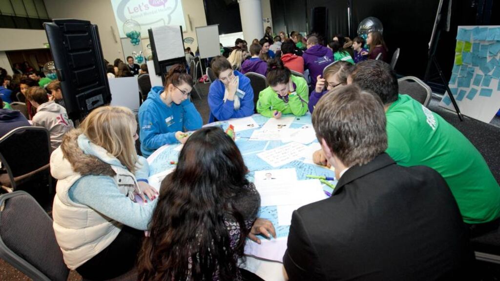 Round table talks at the Dáil na nÓg ‘Let’s Talk About Mental Health’ National Youth Parliament in Croke Park last year. Photograph: Chris Bellew
