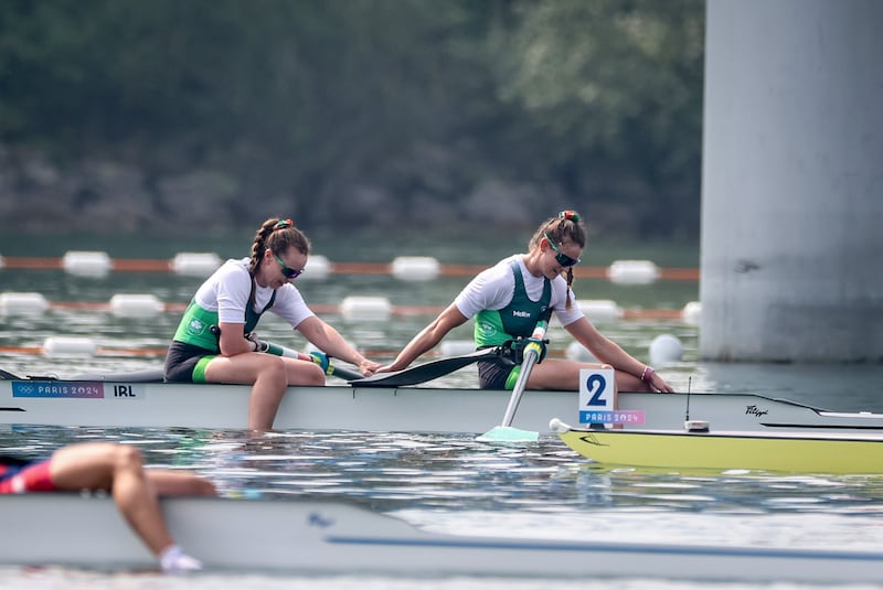 Aifric Keogh and Fiona Murtagh at the Vaires-sur-Marne Nautical Stadium in Paris during the 2024 Games. Photograph: Morgan Treacy/Inpho