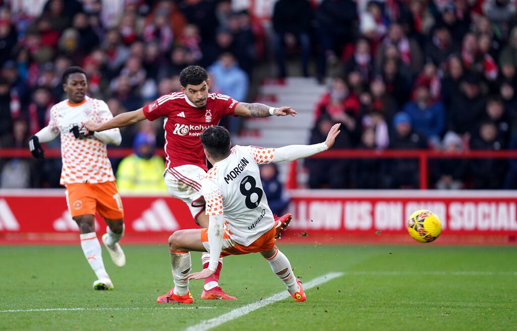 Nottingham Forest's Morgan Gibbs-White scores against Blackpool. Photograph: Mike Egerton/PA Wire