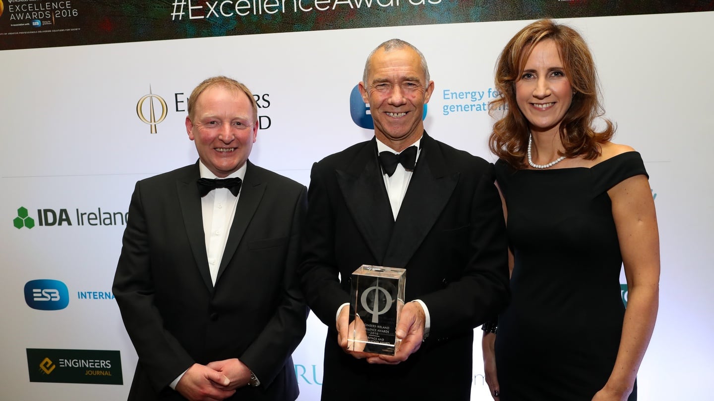 The Heritage and Conservation award, which was sponsored by the Office of Public Works, was awarded to Gary Salter on behalf of Sligo County Council for their submission, the Culfadda Bridge Conservations Repairs. The award was presented by Ciaran Walsh of the OPW, and Caroline Spillane, director general of Engineers Ireland