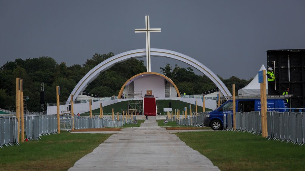 Cross in the Phoenix Park in  Dublin where Pope Francis will say Mass on Sunday. Photograph: Gareth Chaney/Collins