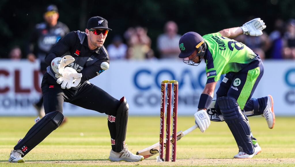 New Zealand's Dane Cleaver and Ireland's Curtis Campher. Photograph: Ben Whitley/Inpho