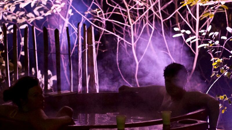 The group hot tubs in the Immerse Spa Experience