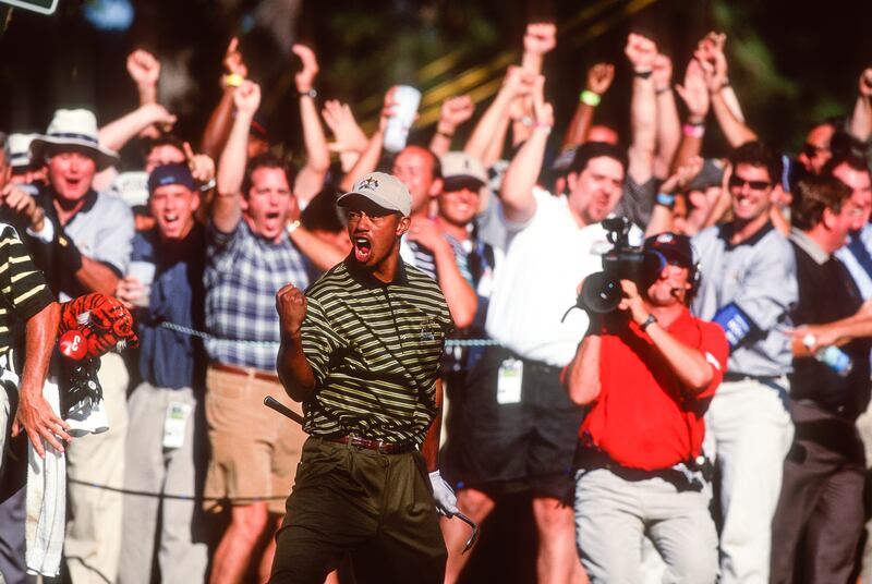 Tiger Woods of the USA in action during the Ryder Cup at The Country Club on September 24th, 1999, in Massachusetts. Photograph: Simon Bruty/ Any Chance