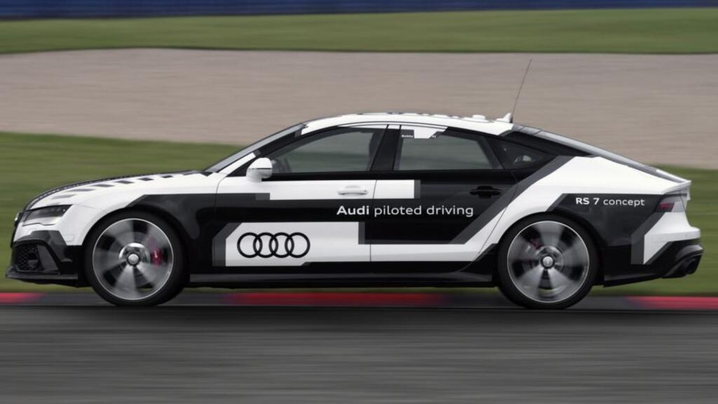 The Audi RS 7 piloted driving concept car: using radar and cameras, its Pre Sense technology responds to external signs of a possible collision faster than a person could