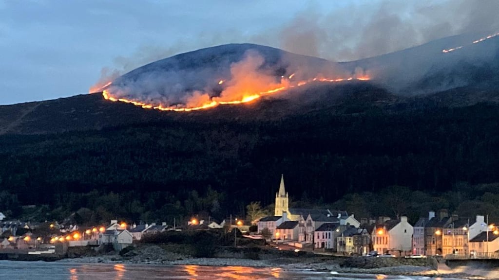 A huge gorse fire which spread across the Mourne Mountains in Co Down. Photograph: Patrick Corrigan/PA Wire