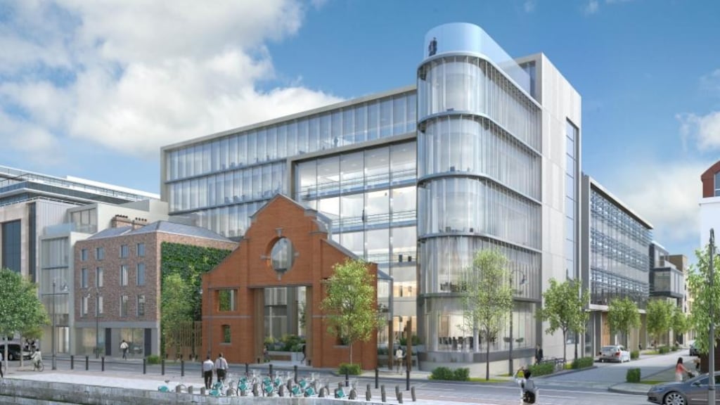 Architect’s impression of the new 1SJRQ building at 1-6 Sir John Rogerson’s Quay on Dublin’s south docks