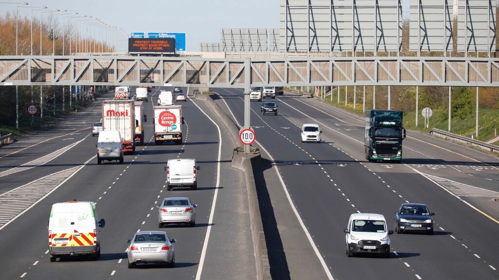 A much reduced rush-hour traffic on the M50 around Dublin during the Covid-19 lockdown. Photograph: Leon Farrell/RollingNews.ie