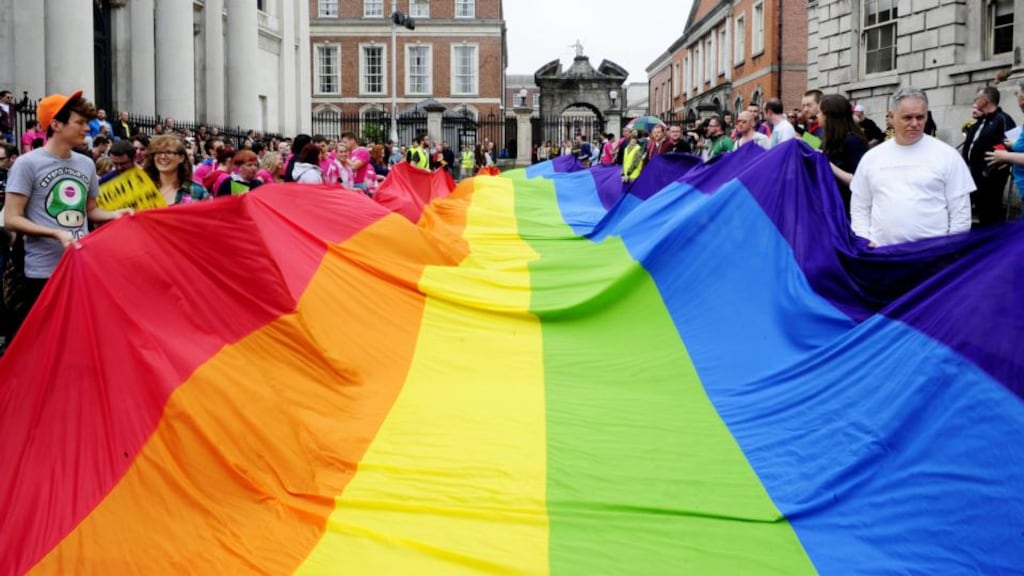 Participants in the fourth annual LGBT march through Dublin in support of same-sex marriage. Photograph: Aidan Crawley