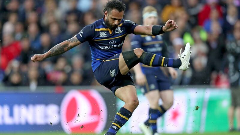 Isa Nacewa kicks the winning penalty in the 2018 final against Racing 92 at the San Mames Stadium in Bilbao. Photograph: Billy Stickland/Inpho