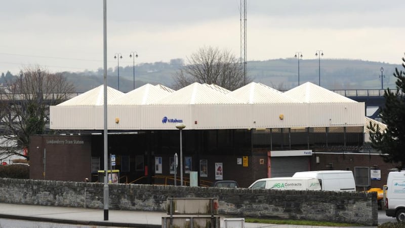 The present Waterside Railway Station in Derry with its  distinctive roof. Photograph: Trevor McBride