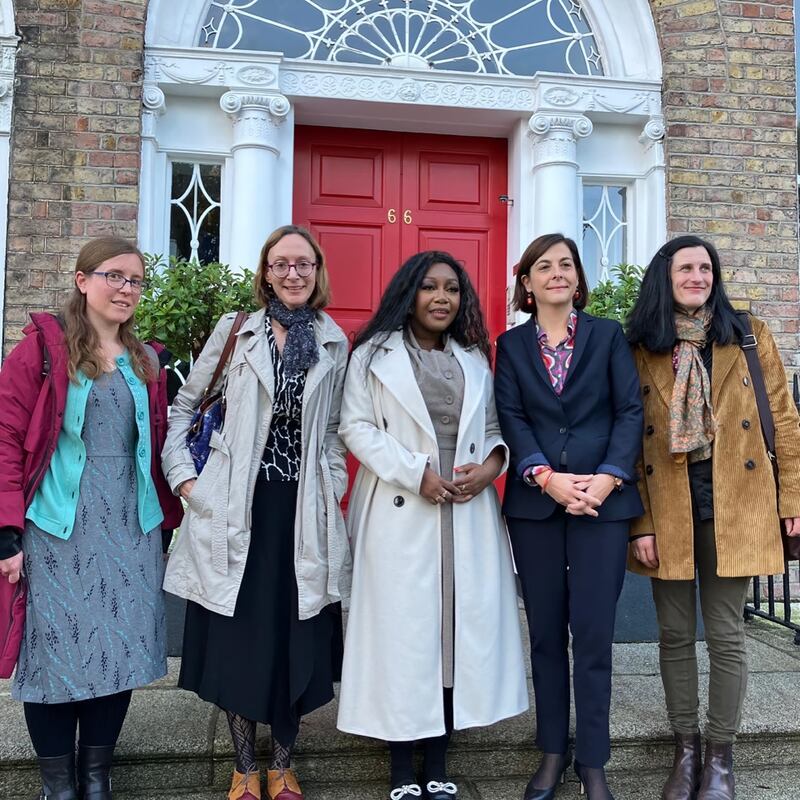 Translators Karen Fleetwood, left, and Laëtitia Saint-Loubert with author Gaëlle Bélem, Céline Place, ambassador of France in Ireland and Bridget Farrell, of Bullaun Press. Photograph: Cécile Baquey