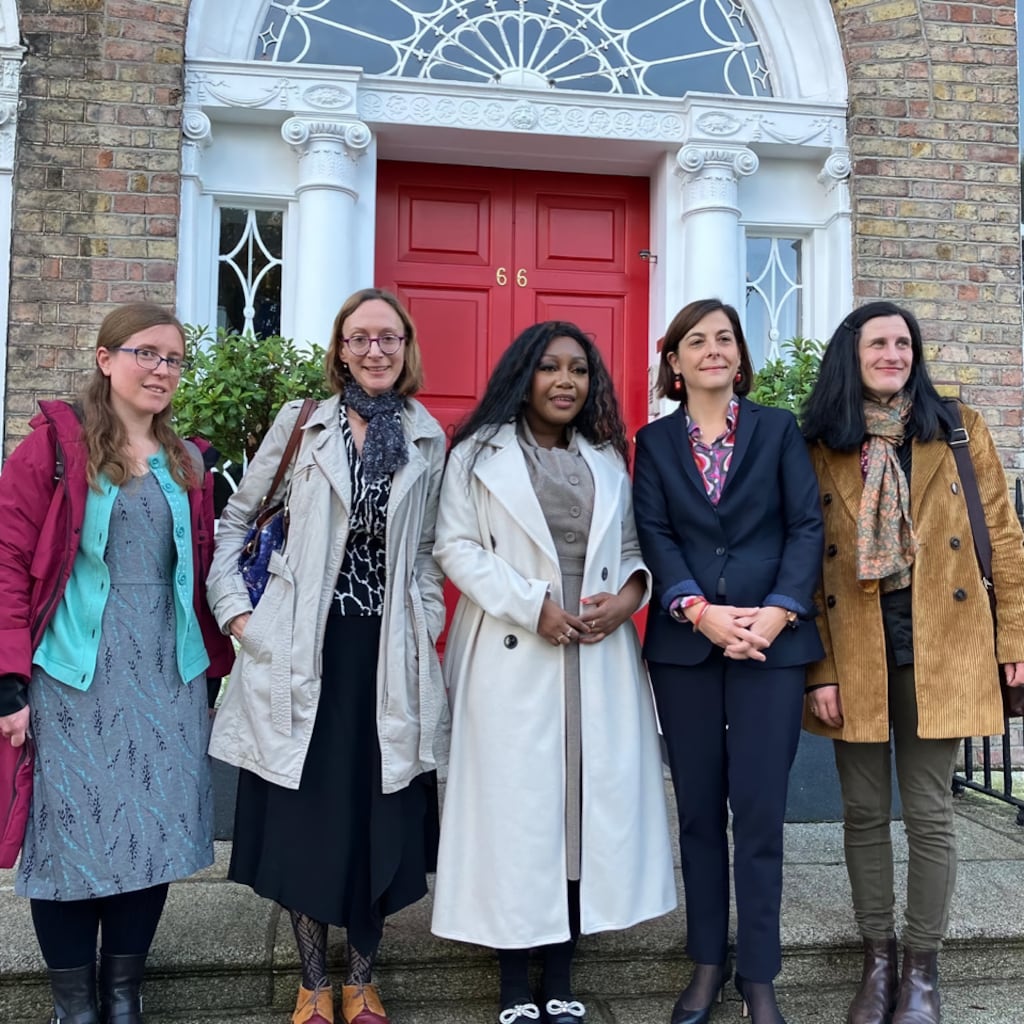 Translators Karen Fleetwood, left, and Laëtitia Saint-Loubert with author Gaëlle Bélem,  Céline Place, ambassador of France in Ireland, and Bridget Farrell, of Bullaun Press. Photograph: Cécile Baquey