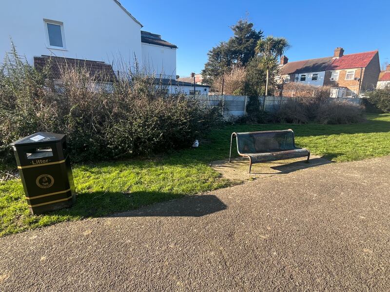 The park bench, off Roman Road, beside which baby Roman was found in January 2019. Photograph: Mark Paul