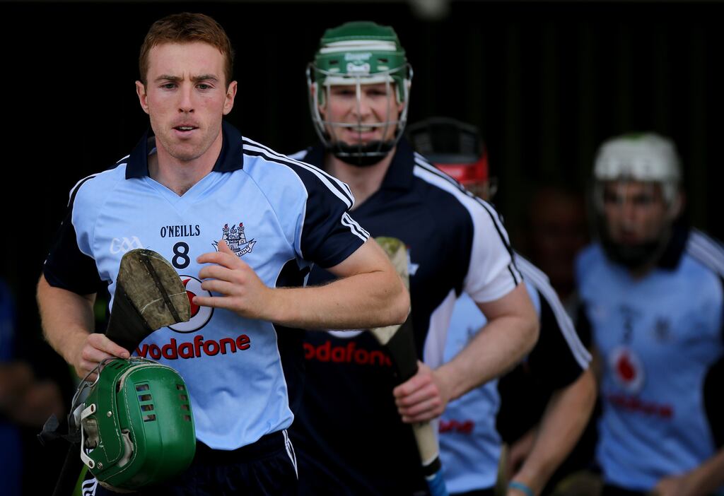 Johnny McCaffrey leads out Dublin for their clash against Kilkenny in 2013. Photograph: James Crombie/Inpho