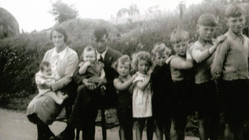 Eileen Maguire (then Carolan) with her family in 1945, when she was five years old
