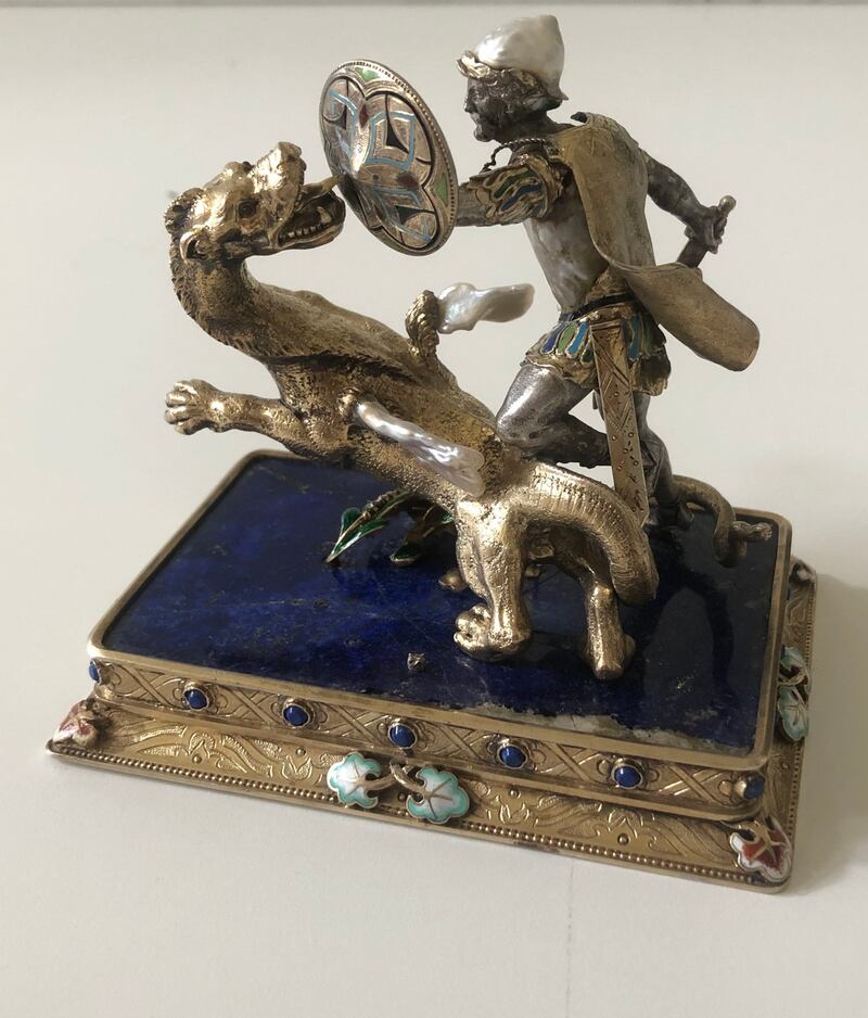 Silver and lapis lazuli St George slaying the Dragon, €2,000-€3,000