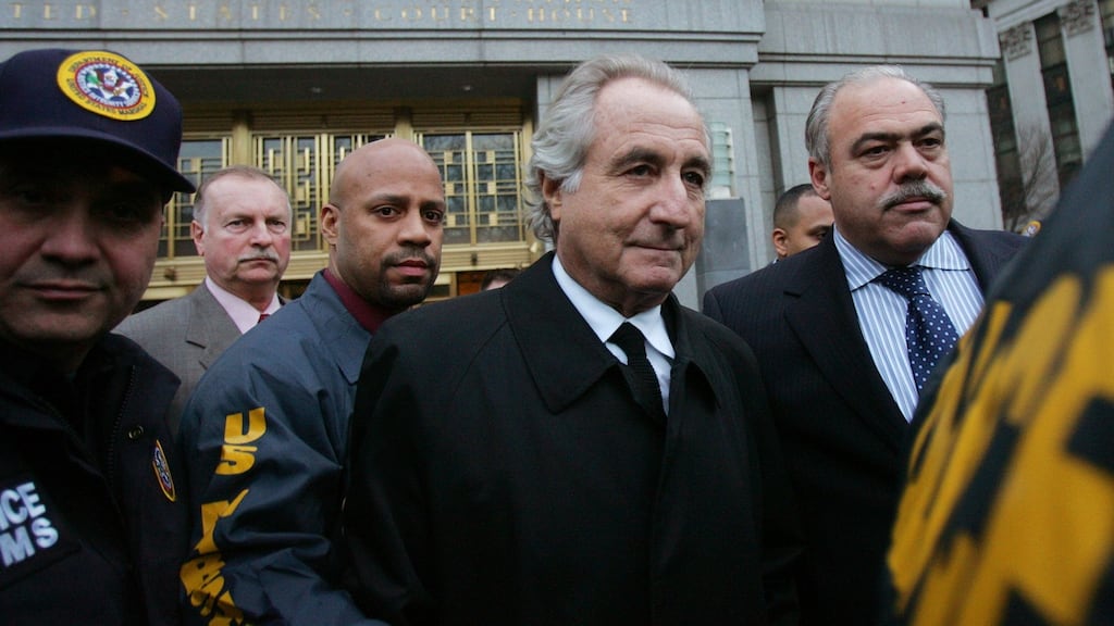 Bernie Madoff walks out of court after a bail hearing in Manhattan in January, 2009. Photograph: Hiroko Masuike/Getty