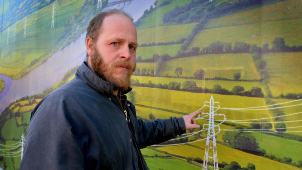 Anti-pylon campaigner Paddy Massey in front of the local information centre in Lismore, Co Waterford. Photograph: David Sleator