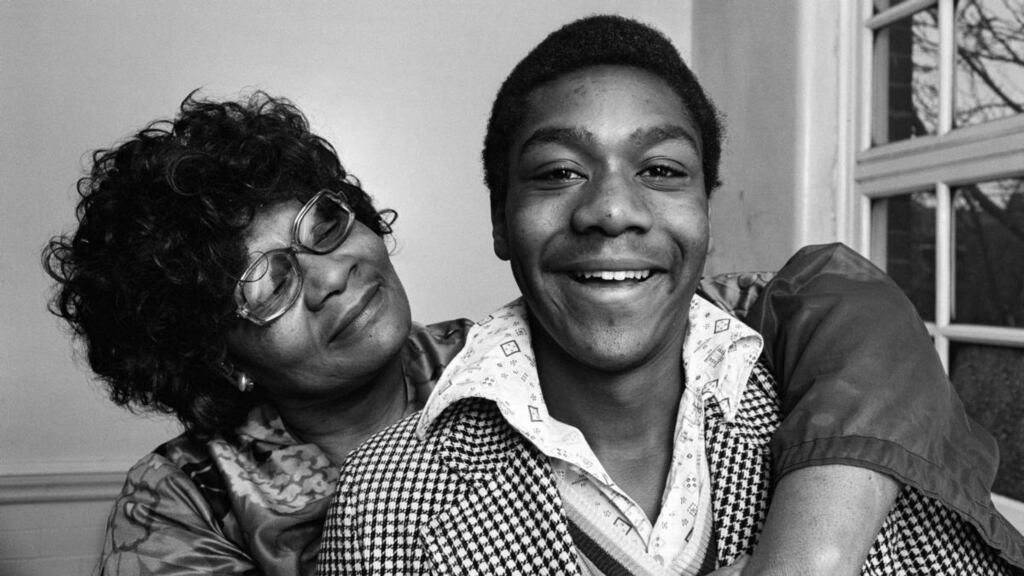 Lenny Henry with his mother in January 1975 after he made his TV debut and won New Faces. Photograph: Staff/Mirrorpix/Getty