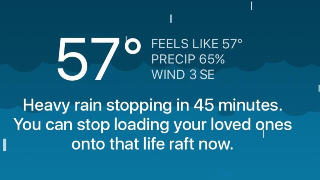 Carrot Weather is powered by Dark Sky, a weather prediction app known for its hyperlocal, down-to-the-minute forecasts.