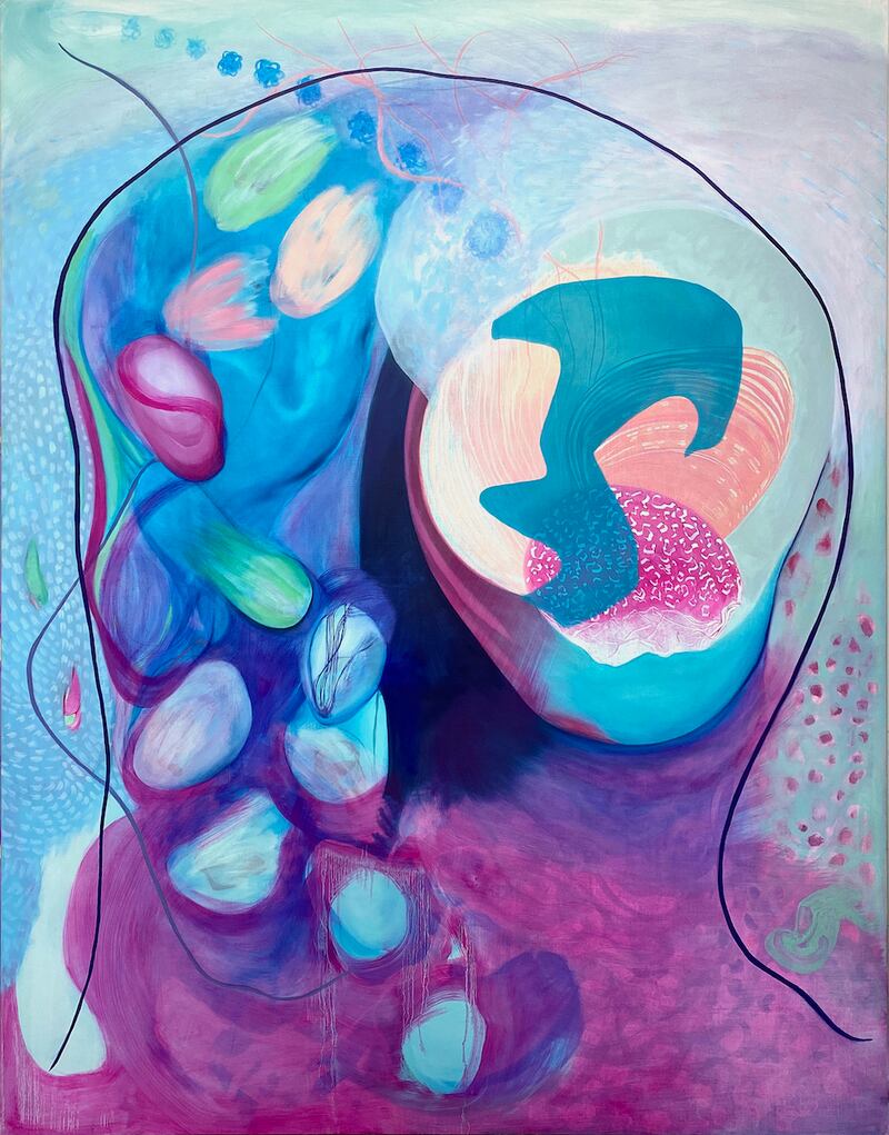 Immersed in the Act of Becoming (2023), oil on linen, by Karen Ebbs