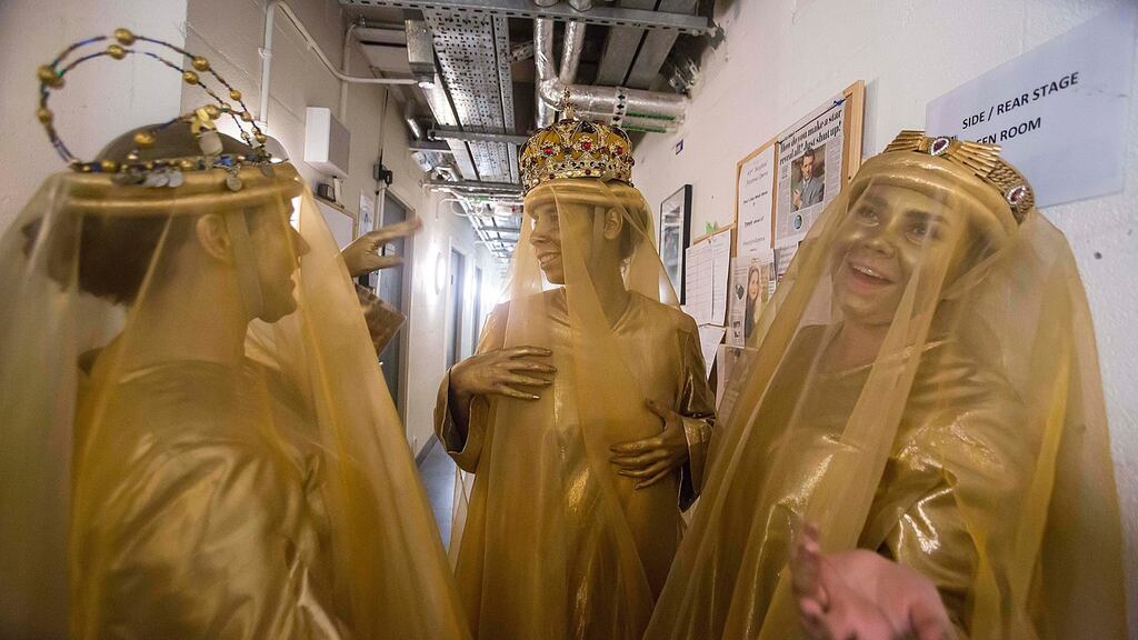 The chorus for Salomé prepare to go onstage in 2014. Photograph: Patrick Browne.