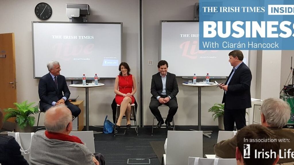 Ciarán Hancock and panel at the Inside Business live podcast.